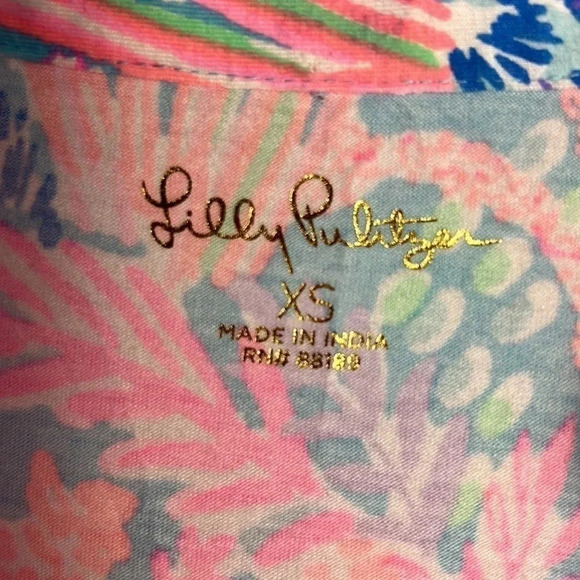 Lilly Pulitzer WIONA top XS,ocean scene,colorful all over print,coastal,EC - Picture 5 of 11